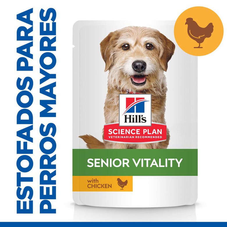 Hill's Adult Senior Small & Mini Science Plan Canine Mature Guisado de Frango saqueta para cães , , large image number null